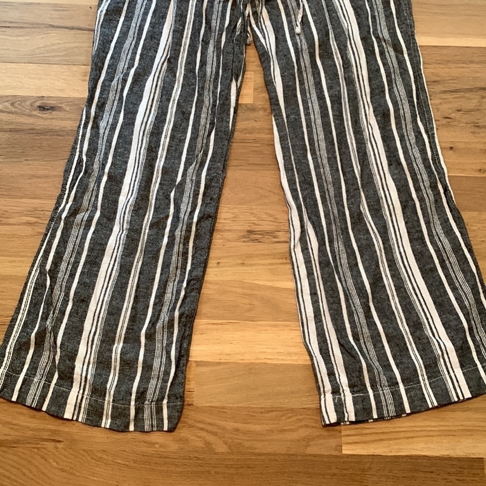 Briggs Linen Blend Elastic Waist Wide Leg Stripped Pants Blue & White Women’s L - Picture 4 of 16